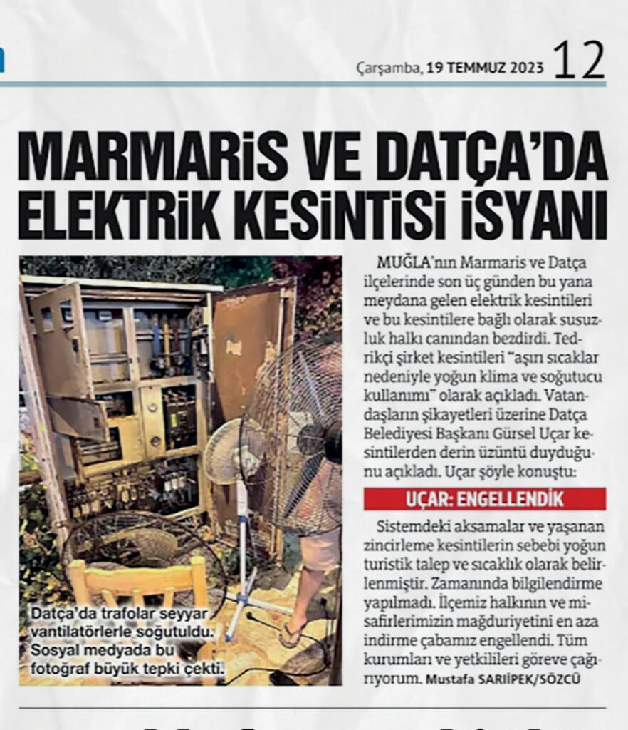 Marmari ve Datça'da Elektrik Kesintisi