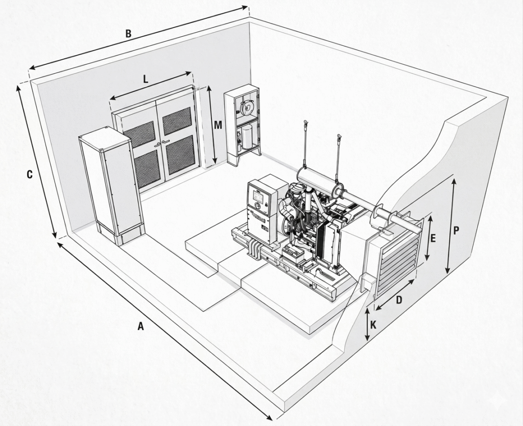 jenerator odası yerleşimi ölçüler